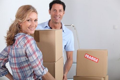 Boxes and personal belongings prepared for student storage in Hoxton